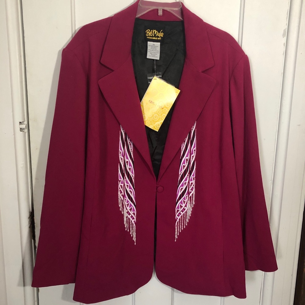 Bob Mackie Wearable Art Blazer Womens 3X Fuchsia